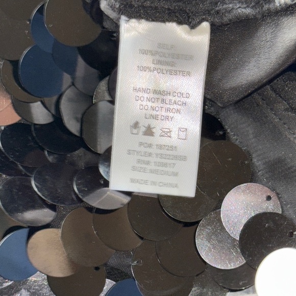 Shinestar Black Sequin Mini Skirt Large Round Sequins Size Medium - Picture 10 of 13